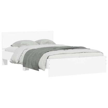 vidaXL Bed Frame with Headboard and LED White 120x190 cm Small Double