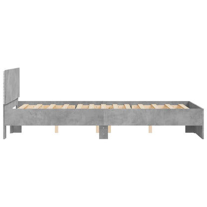 vidaXL Bed Frame with Headboard and LED Concrete Grey 120x190 cm Small Double