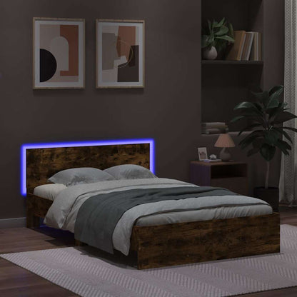 vidaXL Bed Frame | Smoked Oak | Engineered Wood, Plywood | Small Double