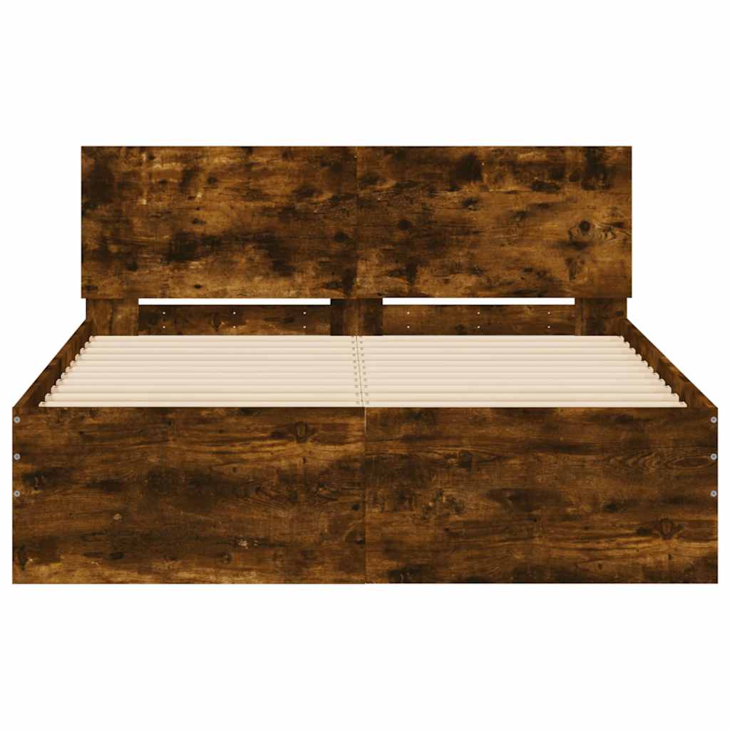 vidaXL Bed Frame | Smoked Oak | Engineered Wood, Plywood | Small Double