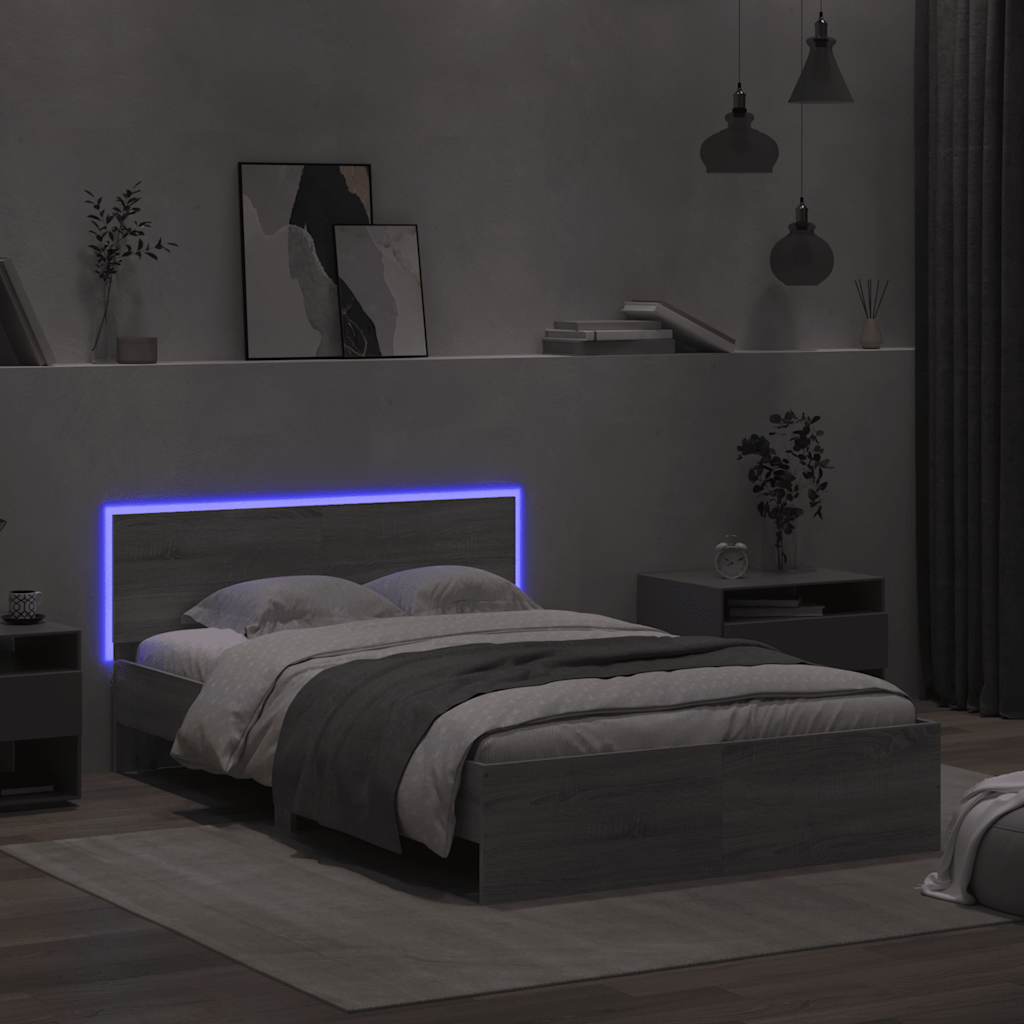 vidaXL Bed Frame | Grey Sonoma | Engineered wood, Plywood | Small Double
