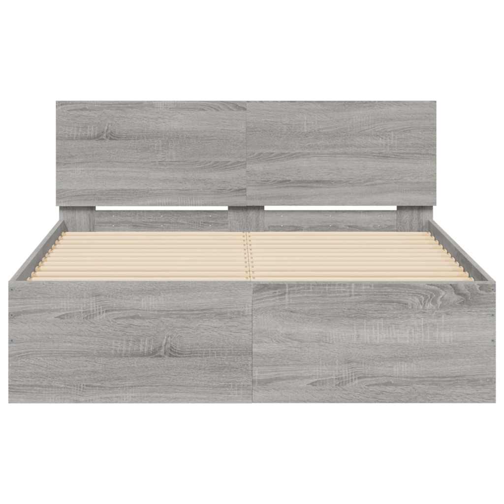 vidaXL Bed Frame | Grey Sonoma | Engineered wood, Plywood | Small Double