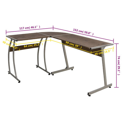 vidaXL Corner Desk Brown Engineered Wood