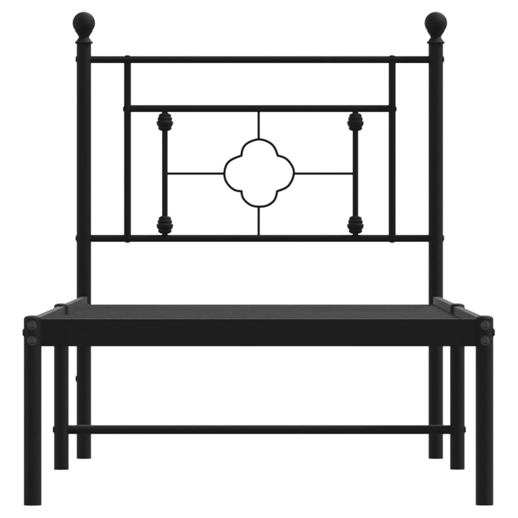 vidaXL Metal Bed Frame without Mattress with Headboard Black 75x190cm