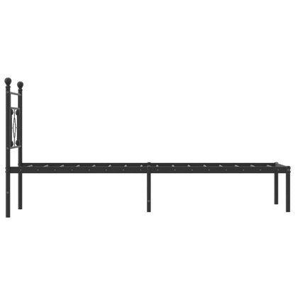 vidaXL Metal Bed Frame without Mattress with Headboard Black 75x190cm