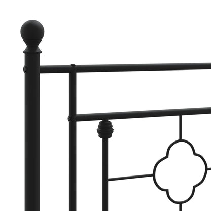 vidaXL Metal Bed Frame without Mattress with Headboard Black 75x190cm