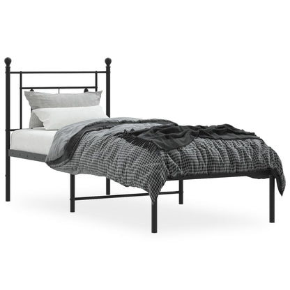 vidaXL Metal Bed Frame without Mattress with Headboard Black 80x200cm