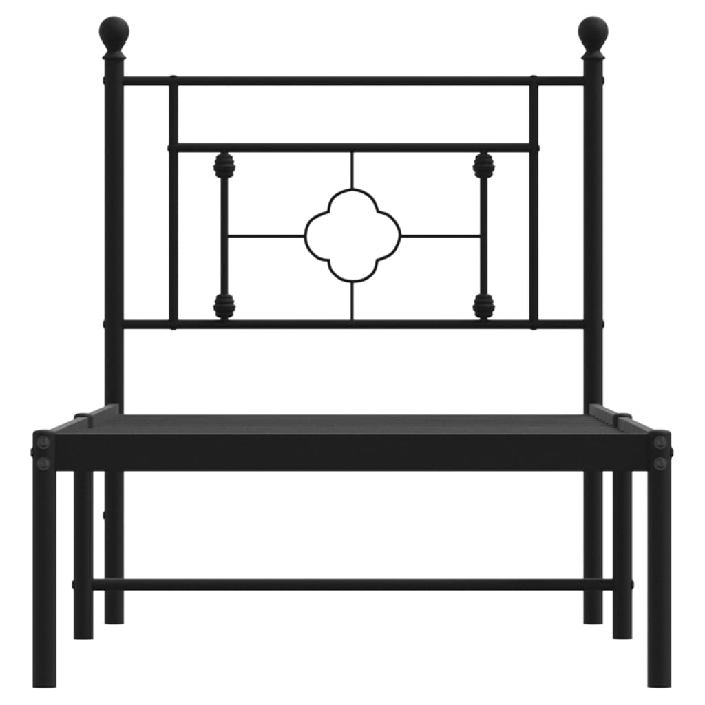 vidaXL Metal Bed Frame without Mattress with Headboard Black 80x200cm