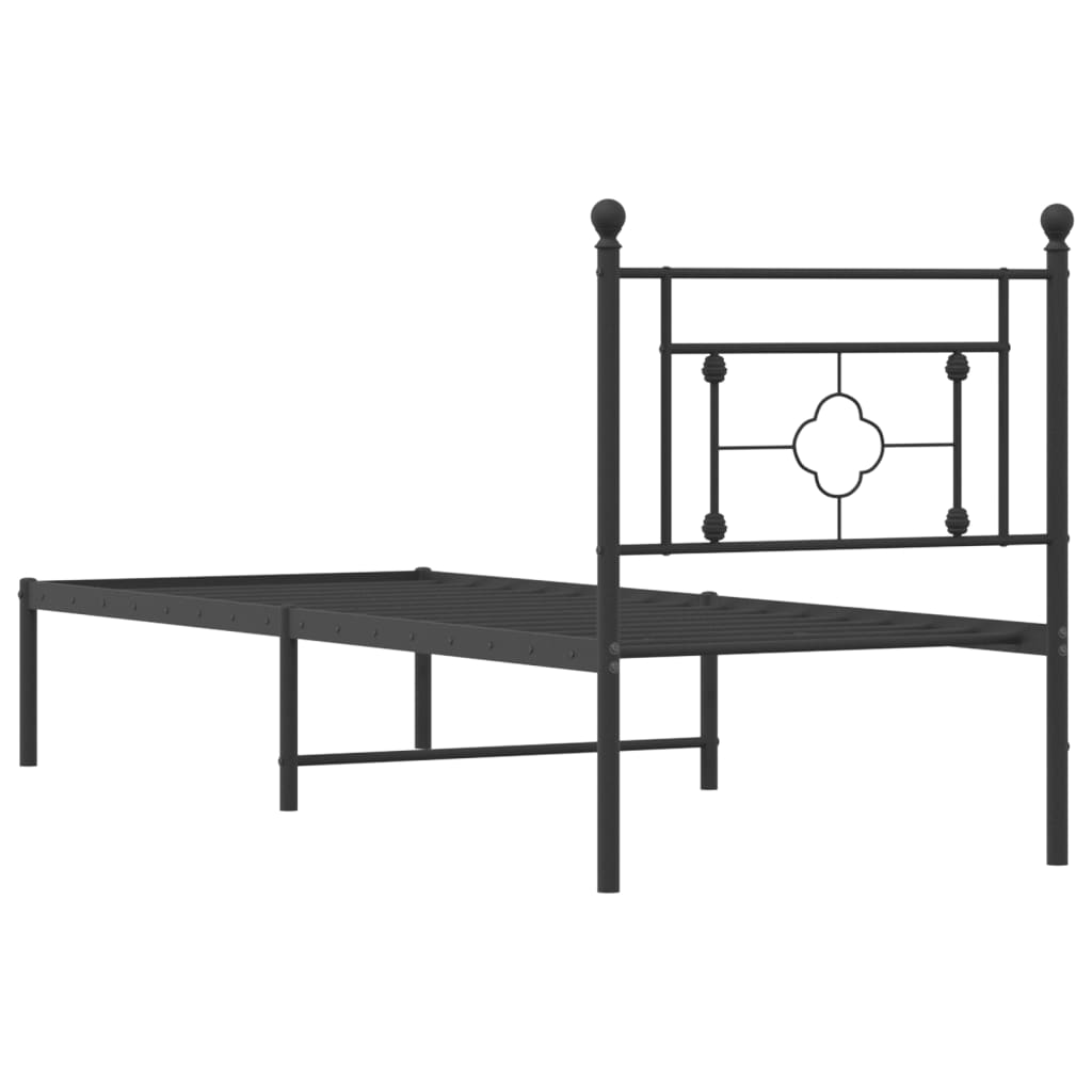 vidaXL Metal Bed Frame without Mattress with Headboard Black 80x200cm