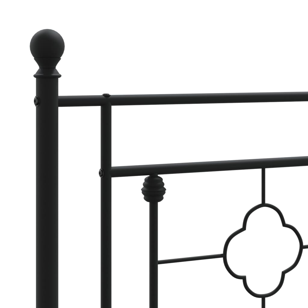 vidaXL Metal Bed Frame without Mattress with Headboard Black 80x200cm