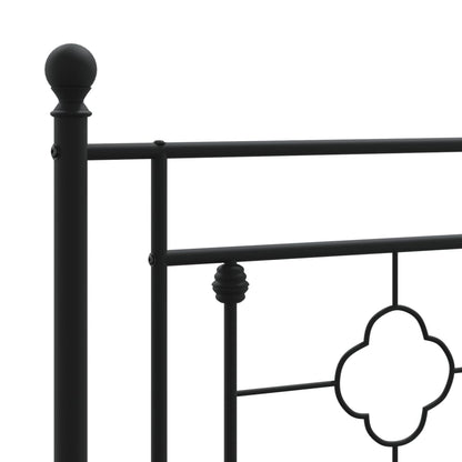 vidaXL Metal Bed Frame without Mattress with Headboard Black 80x200cm