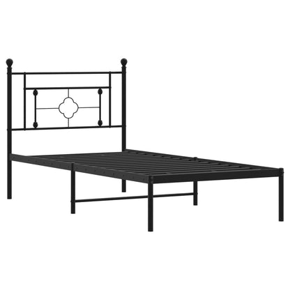 vidaXL Metal Bed Frame without Mattress with Headboard Black 90x200cm