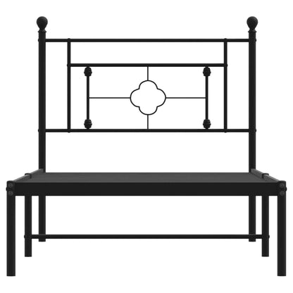 vidaXL Metal Bed Frame without Mattress with Headboard Black 90x200cm