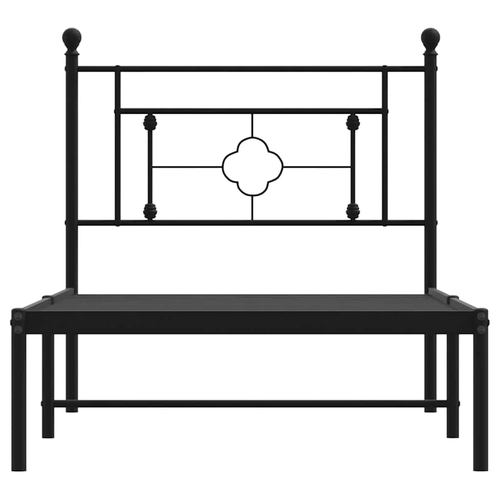 vidaXL Metal Bed Frame without Mattress with Headboard Black 100x200cm