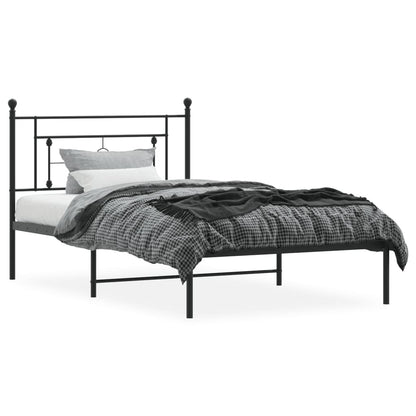 vidaXL Metal Bed Frame without Mattress with Headboard Black 107x203cm
