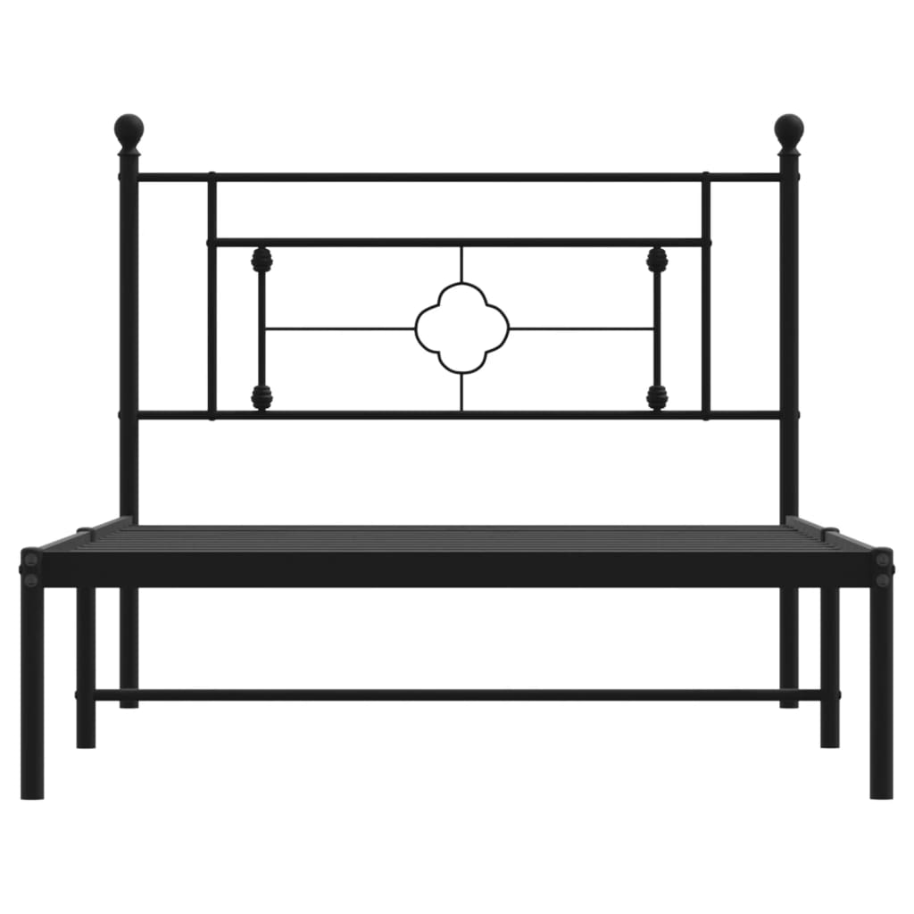 vidaXL Metal Bed Frame without Mattress with Headboard Black 107x203cm