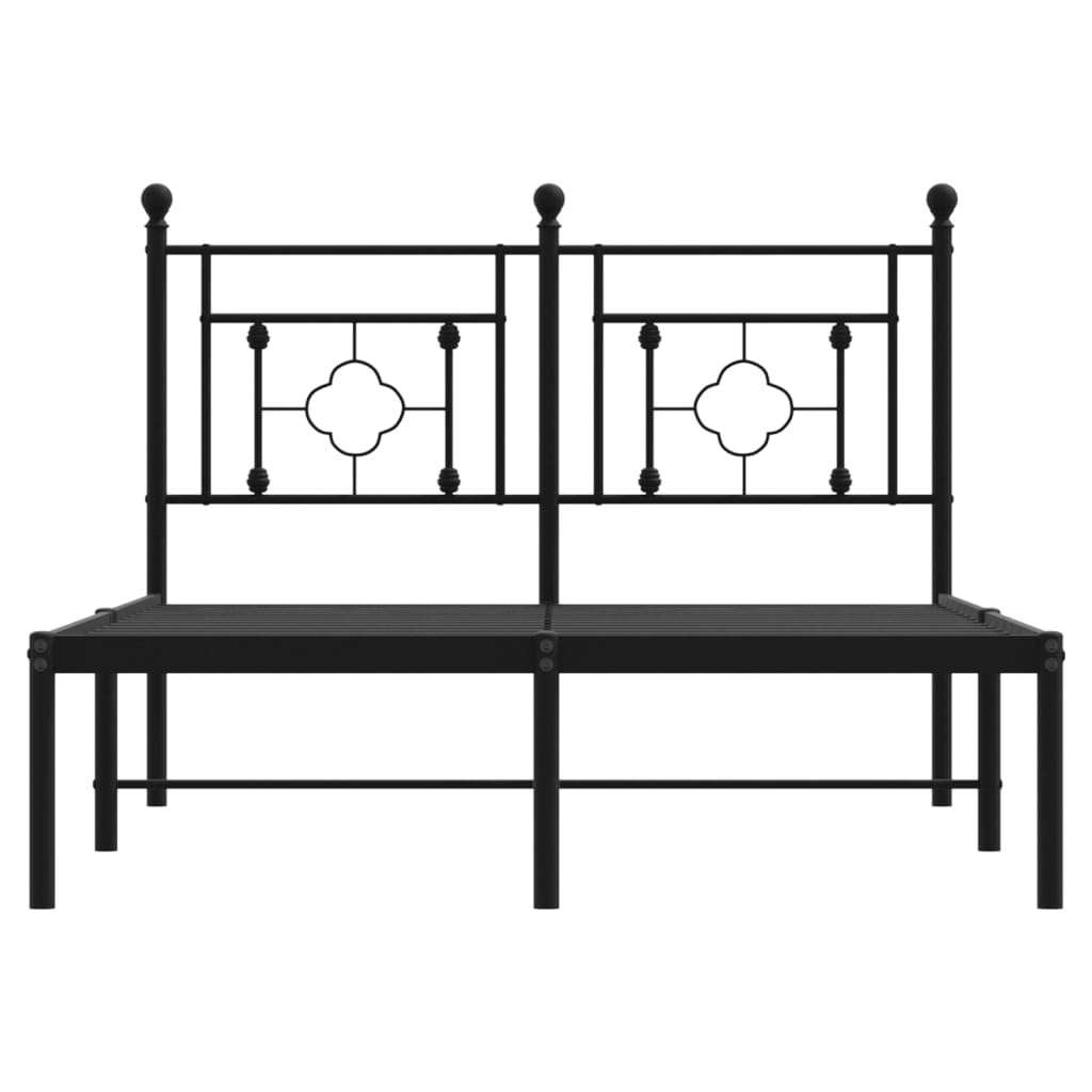 vidaXL Metal Bed Frame without Mattress with Headboard Black 120x190cm