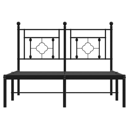 vidaXL Metal Bed Frame without Mattress with Headboard Black 120x190cm