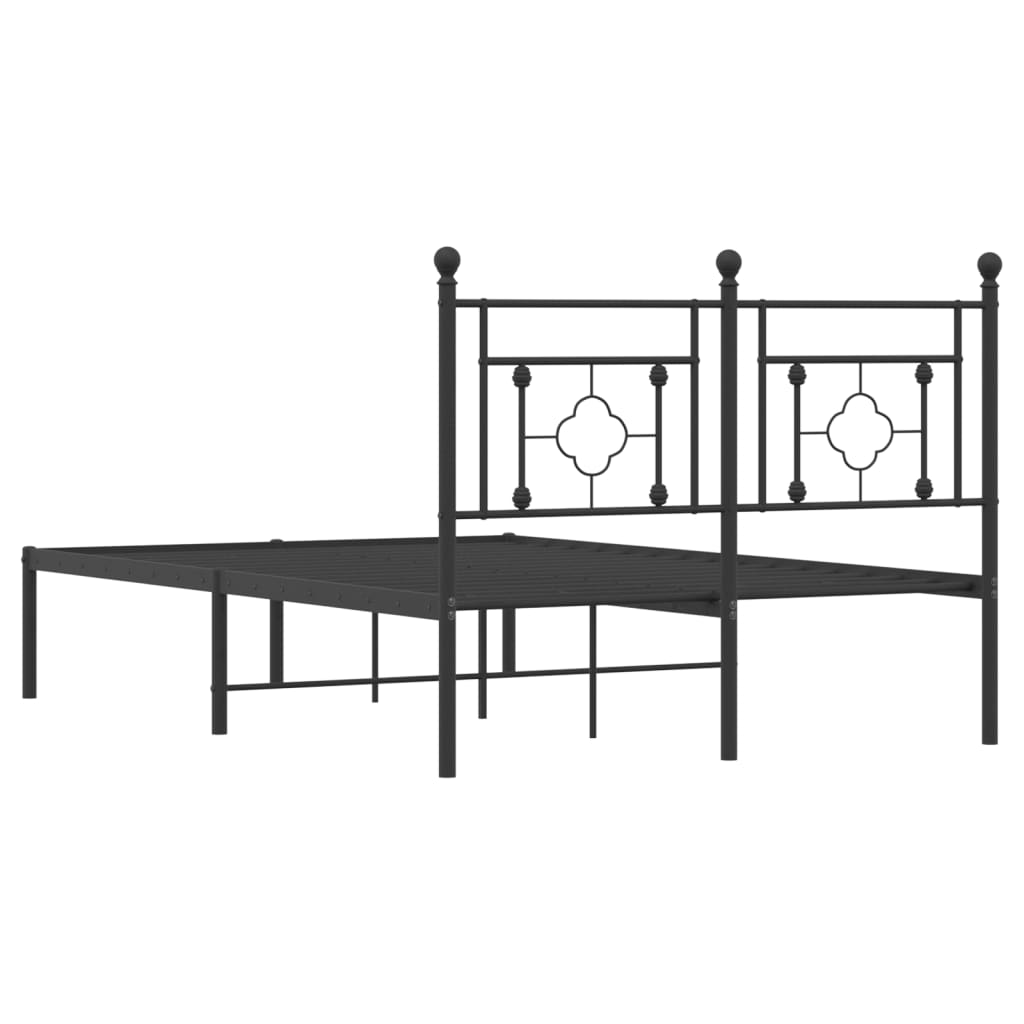 vidaXL Metal Bed Frame without Mattress with Headboard Black 120x190cm