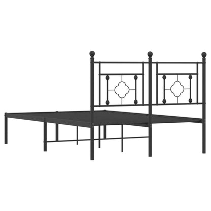 vidaXL Metal Bed Frame without Mattress with Headboard Black 120x190cm
