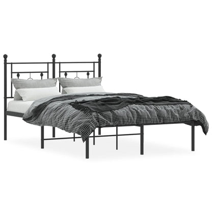 vidaXL Metal Bed Frame without Mattress with Headboard Black 120x200cm