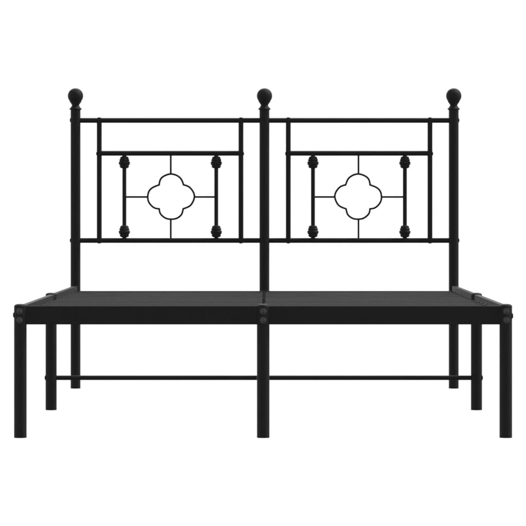 vidaXL Metal Bed Frame without Mattress with Headboard Black 120x200cm