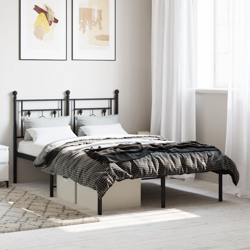 vidaXL Metal Bed Frame without Mattress with Headboard Black 120x200cm