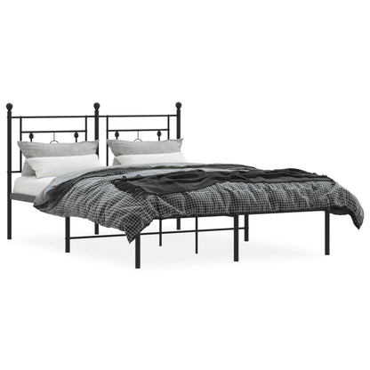 vidaXL Metal Bed Frame without Mattress with Headboard Black 135x190cm