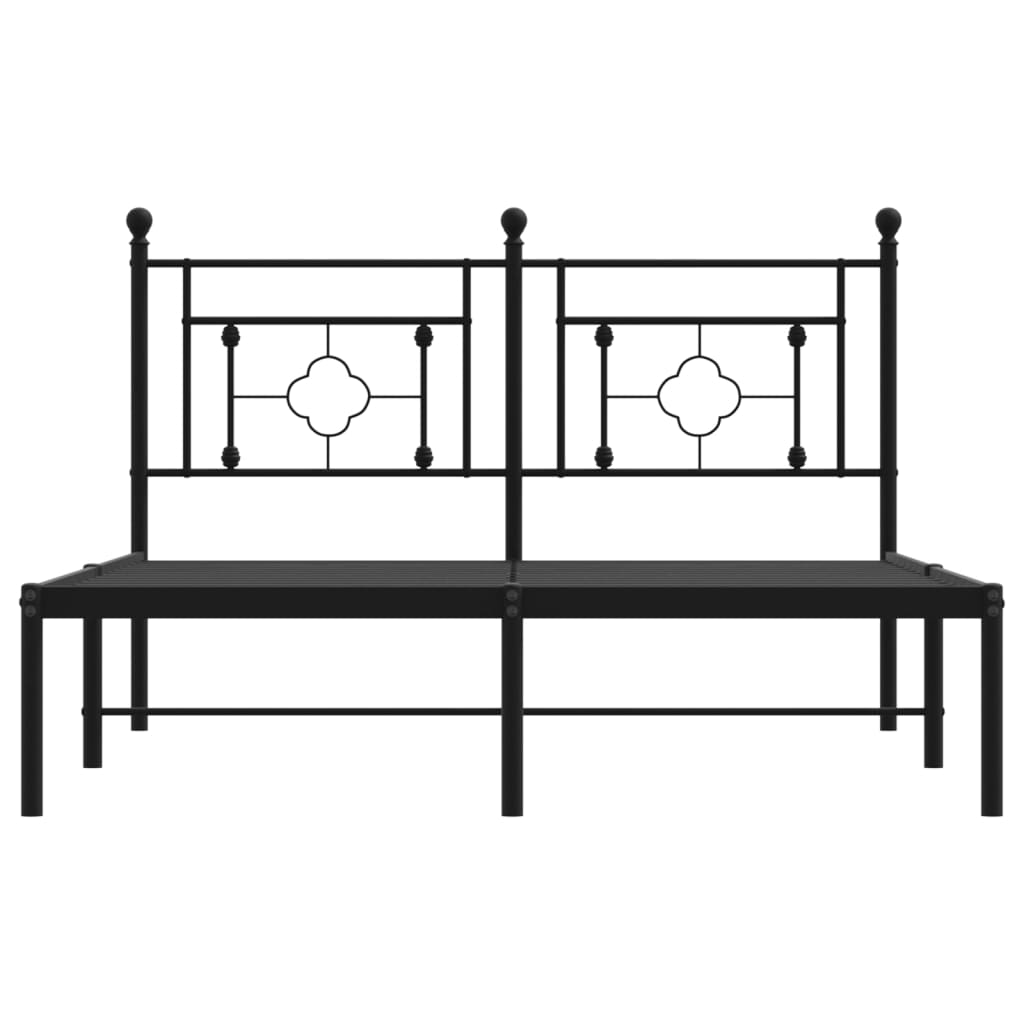 vidaXL Metal Bed Frame without Mattress with Headboard Black 135x190cm