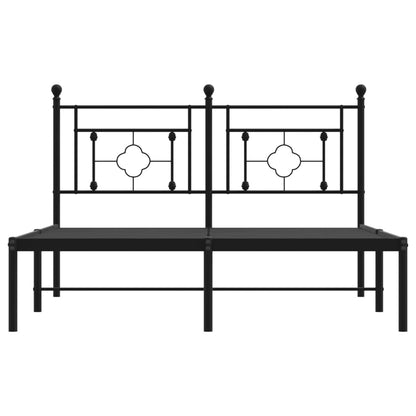 vidaXL Metal Bed Frame without Mattress with Headboard Black 135x190cm