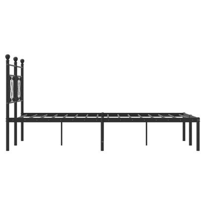 vidaXL Metal Bed Frame without Mattress with Headboard Black 135x190cm