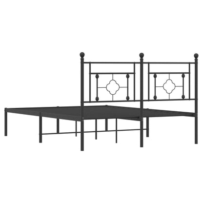 vidaXL Metal Bed Frame without Mattress with Headboard Black 135x190cm