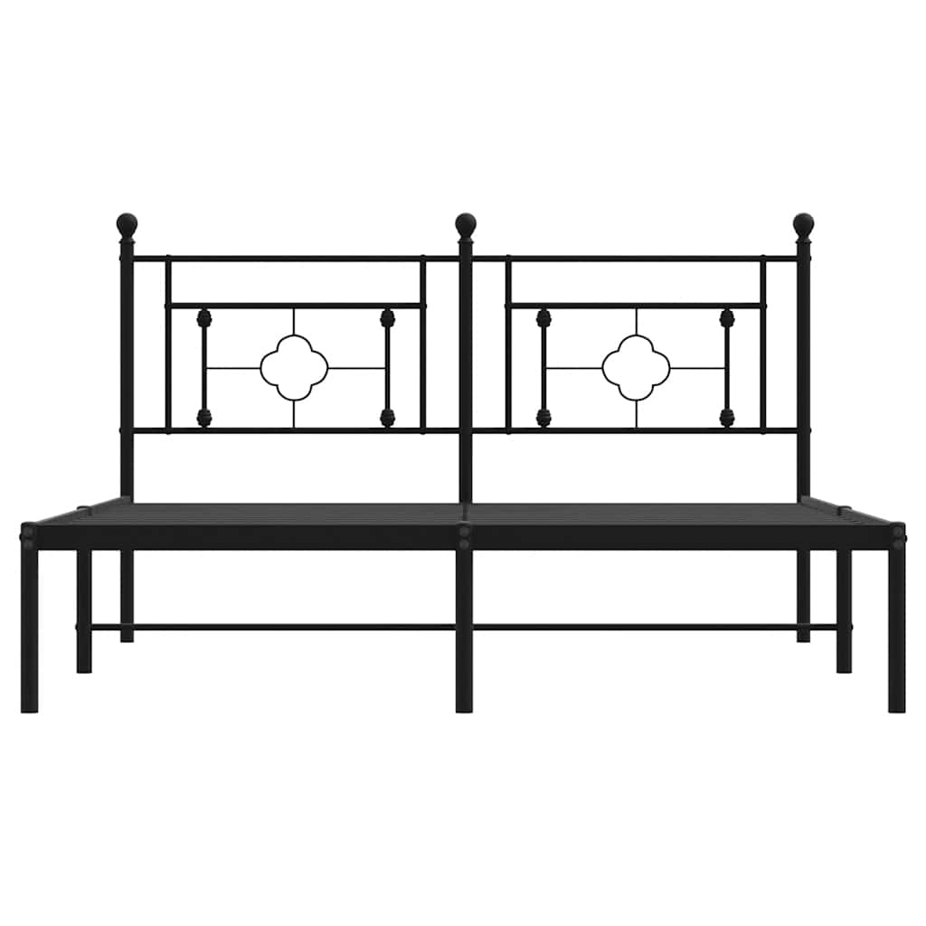 vidaXL Metal Bed Frame without Mattress with Headboard Black 150x200cm