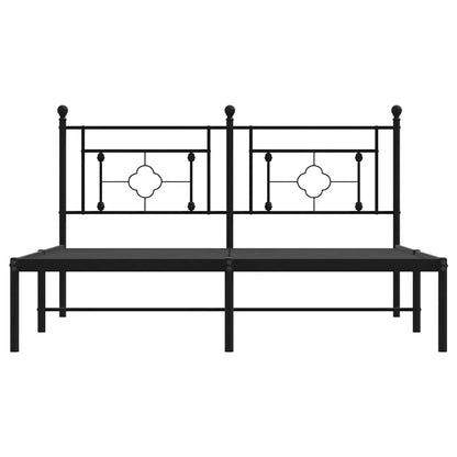 vidaXL Metal Bed Frame without Mattress with Headboard Black 150x200cm