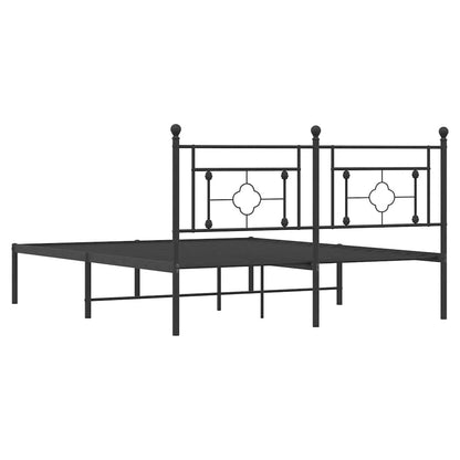 vidaXL Metal Bed Frame without Mattress with Headboard Black 150x200cm