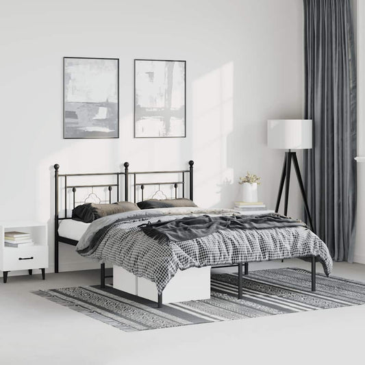vidaXL Metal Bed Frame without Mattress with Headboard Black 150x200cm