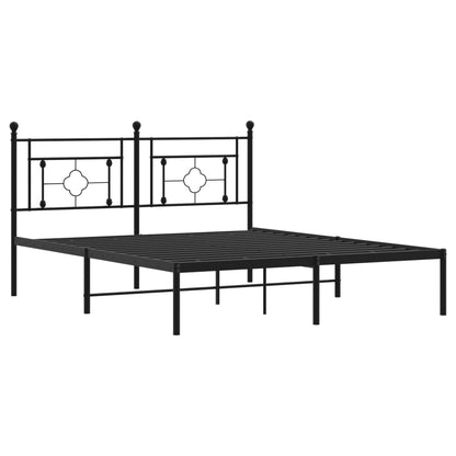 vidaXL Metal Bed Frame without Mattress with Headboard Black 160x200cm