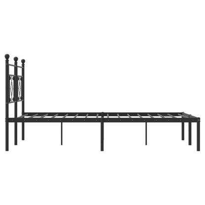 vidaXL Metal Bed Frame without Mattress with Headboard Black 160x200cm