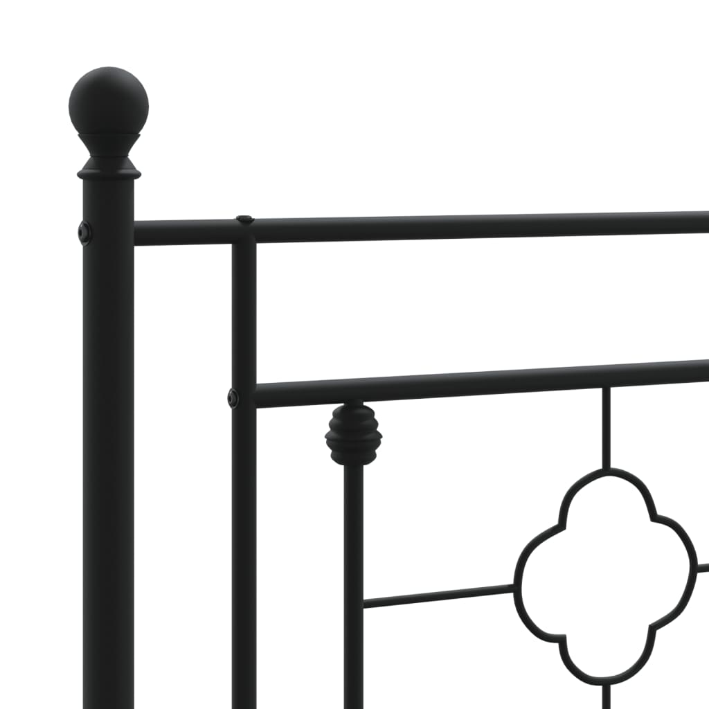 vidaXL Metal Bed Frame without Mattress with Headboard Black 160x200cm