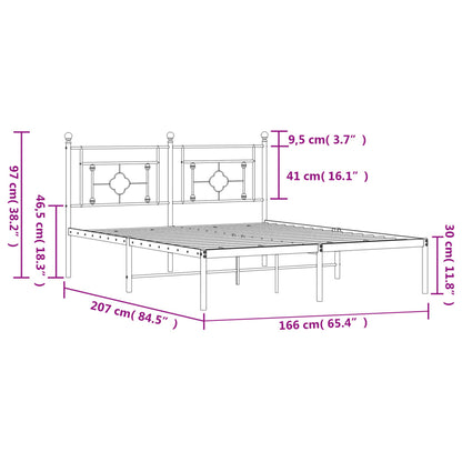 vidaXL Metal Bed Frame without Mattress with Headboard Black 160x200cm
