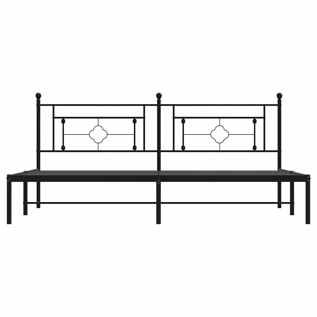 vidaXL Metal Bed Frame without Mattress with Headboard Black 193x203cm