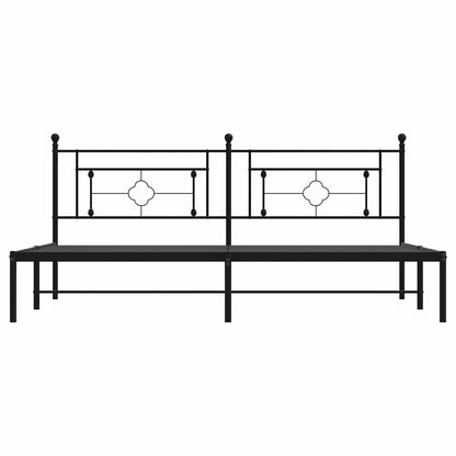 vidaXL Metal Bed Frame without Mattress with Headboard Black 193x203cm