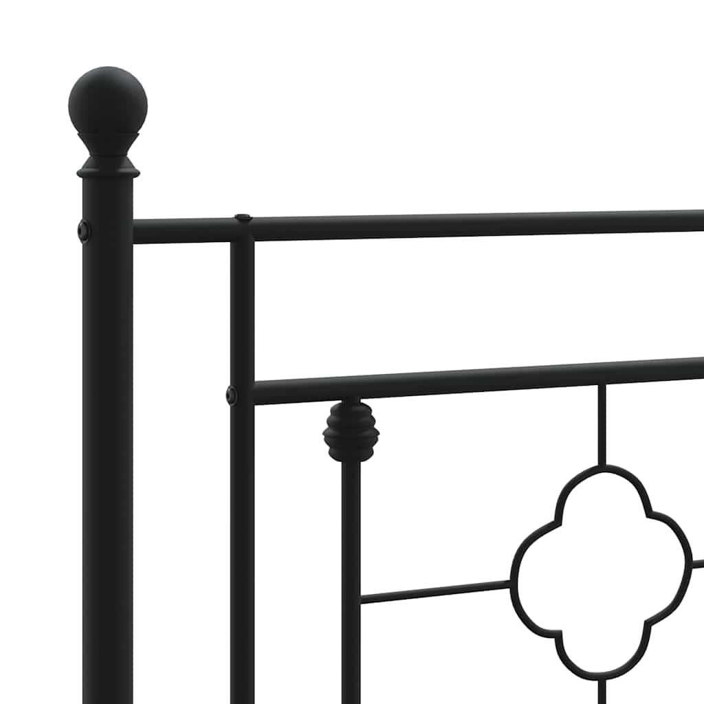 vidaXL Metal Bed Frame without Mattress with Headboard Black 193x203cm