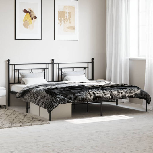 vidaXL Metal Bed Frame without Mattress with Headboard Black 200x200cm