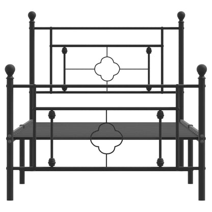 vidaXL Metal Bed Frame without Mattress with Footboard Black 90x190cm
