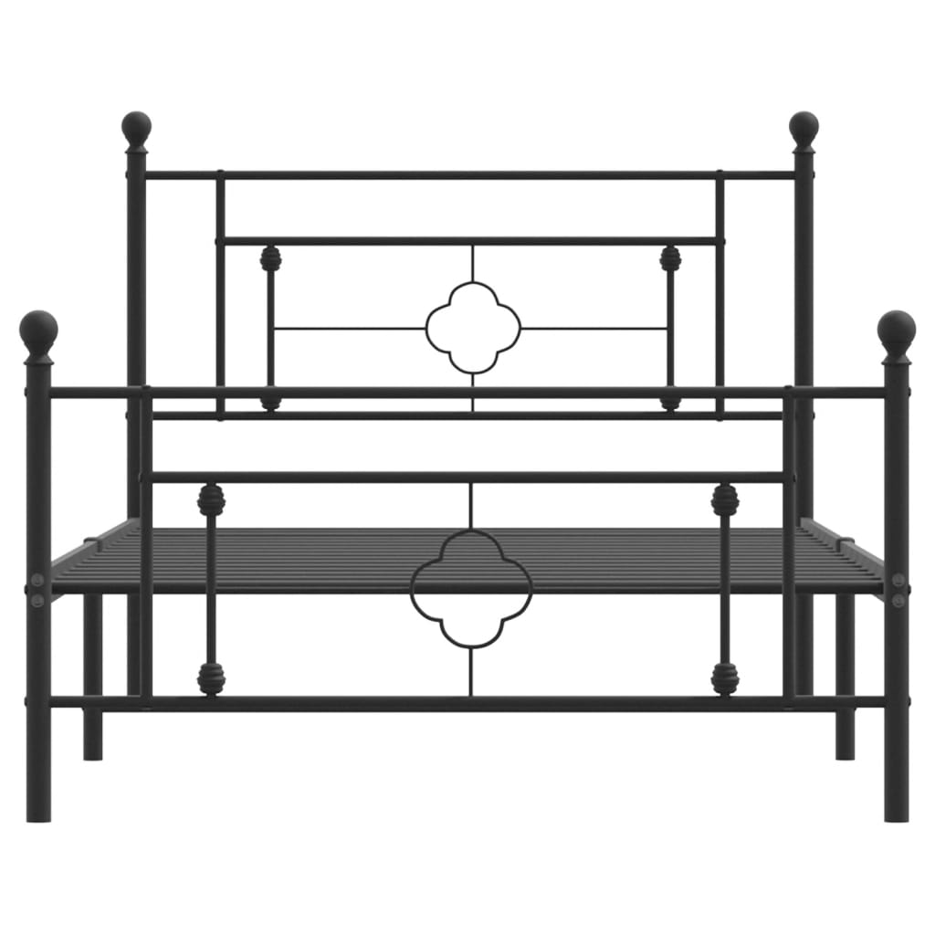 vidaXL Metal Bed Frame without Mattress with Footboard Black 107x203cm