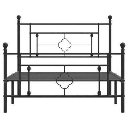 vidaXL Metal Bed Frame without Mattress with Footboard Black 107x203cm