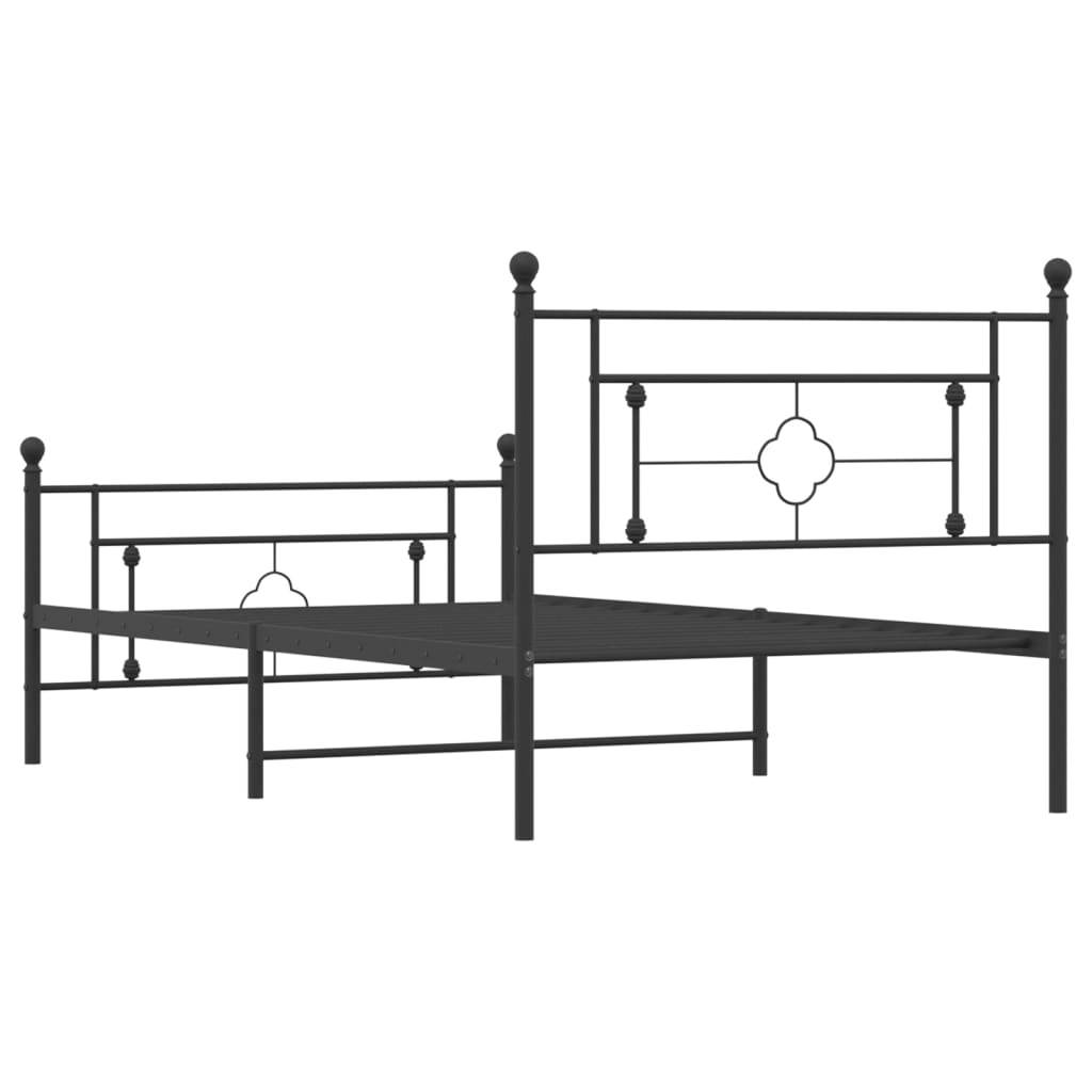 vidaXL Metal Bed Frame without Mattress with Footboard Black 107x203cm