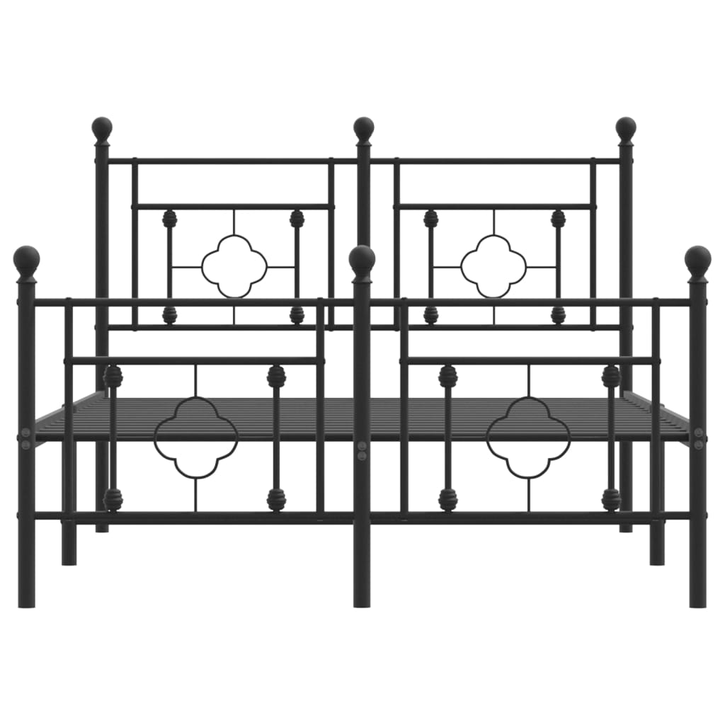 vidaXL Metal Bed Frame without Mattress with Footboard Black 120x190cm