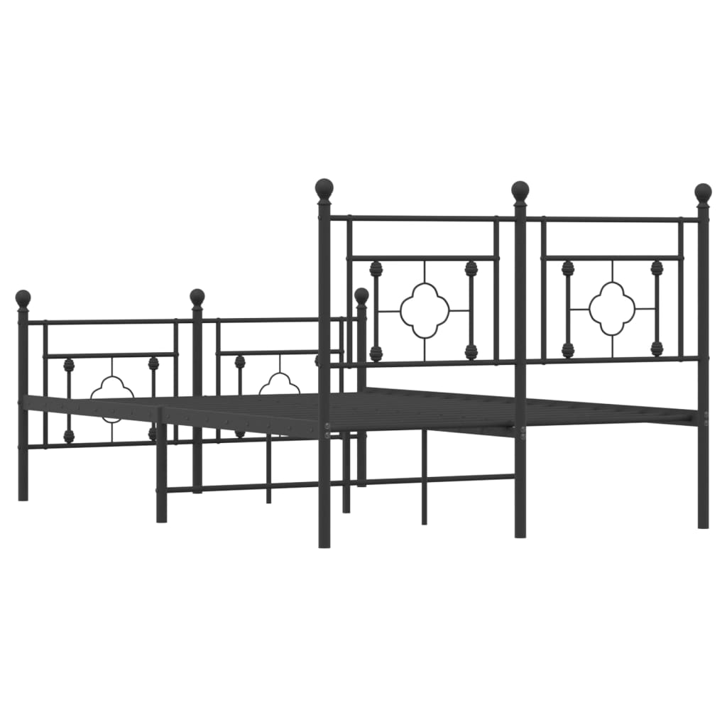 vidaXL Metal Bed Frame without Mattress with Footboard Black 120x190cm